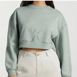 Everlane Green Organic Cotton Cropped Crew Sweatshirt